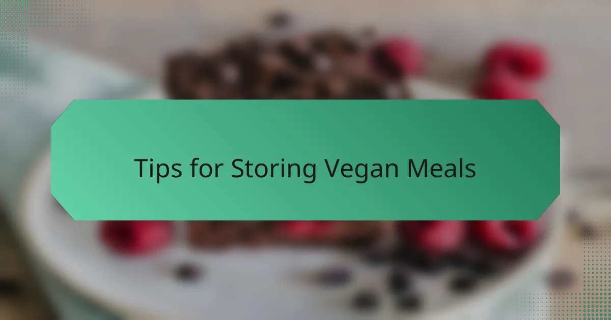 Tips for Storing Vegan Meals